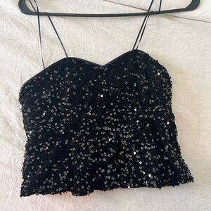 Boutique Black Strapless Sequin Top